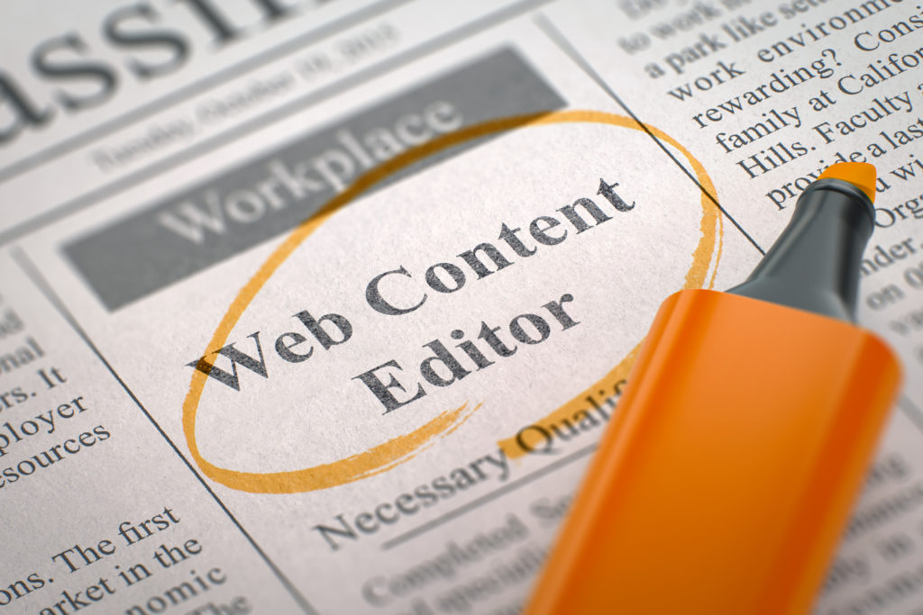 Newspaper listing for a Web Editor circled in orange highlighter.