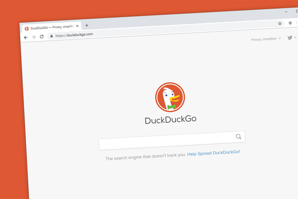 DuckDuckGo website homepage.