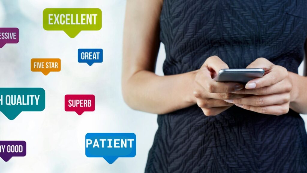 happy customer leaving review that the help desk technician was patient with her