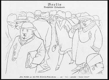 Artist, Karl Arnold, drew a visionary cartoon about the use of mobile phones in the street in 1926.