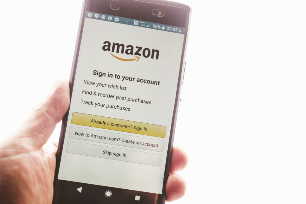 Amazon login page on smartphone.
